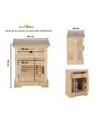 Chevet 1T 1P gauche bois de Manguier Paran II nature - 54 x 40 x 64 cm