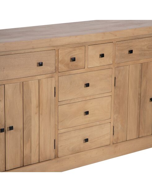 Buffet 7 tiroirs 4 portes Gali beige - 220 x 50 x 90 cm