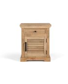 Mesita de noche 1T 1P de madera de mango recta Paran II beige - 54 x 40 x 64 cm