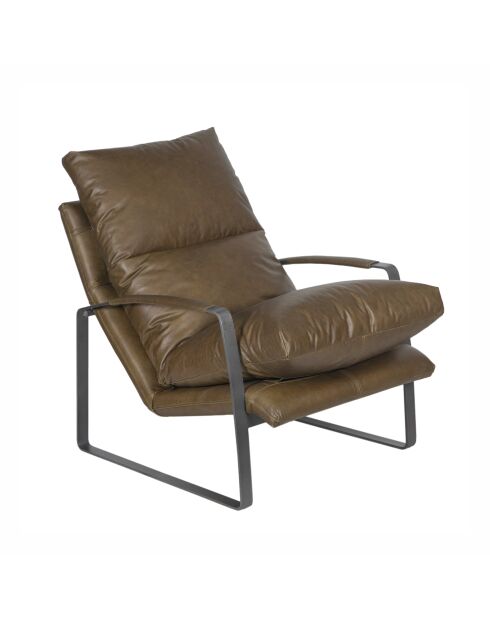 Fauteuil cuir olive vert Damo vert - 64 x 94 x 91 cm