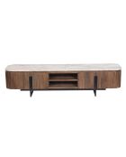 Soporte de TV de 4 puertas, 2 nichos con tapa de mármol marrón Manguier Kfir III, 180 x 40 x 45 cm