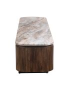 Soporte de TV de 4 puertas, 2 nichos con tapa de mármol marrón Manguier Kfir III, 180 x 40 x 45 cm