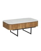 Table basse plateau marbre blanc Manguier Kfir II