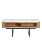 Table basse plateau marbre blanc Manguier Kfir II