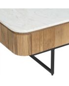 Table basse plateau marbre blanc Manguier Kfir II