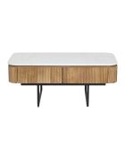 Table basse plateau marbre blanc Manguier Kfir II