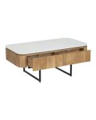 Table basse plateau marbre blanc Manguier Kfir II