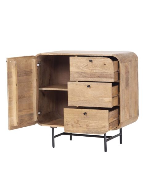 Buffet 1 porte + 3 tiroirs Mango Maidi beige - 80 x 40 x 80 cm