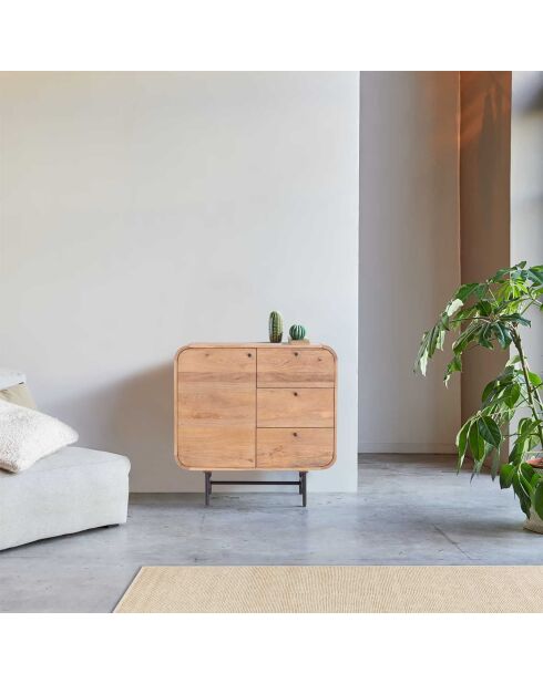 Buffet 1 porte + 3 tiroirs Mango Maidi beige - 80 x 40 x 80 cm