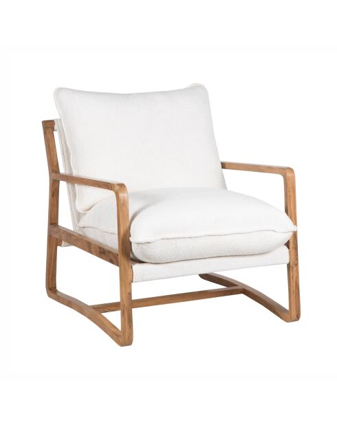 Fauteuil tissu bouclette blanc Lucca blanc - 76 x 89 x 76 cm