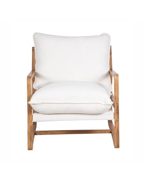 Fauteuil tissu bouclette blanc Lucca blanc - 76 x 89 x 76 cm