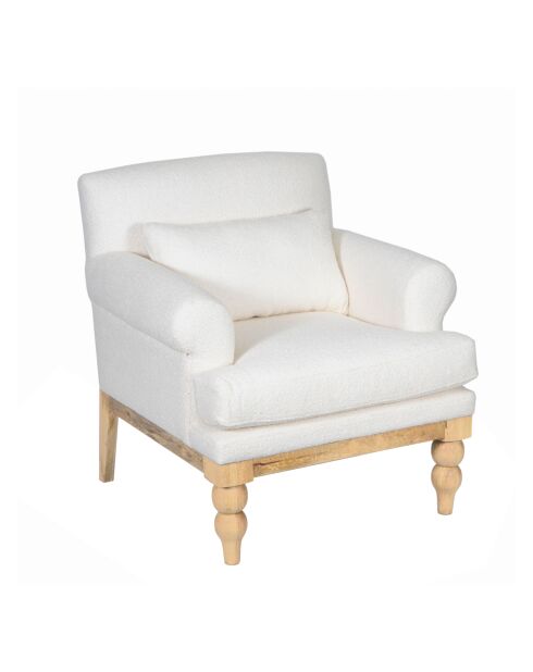 Fauteuil tissu bouclette blanc Teddy beige - 94 x 84 x 93 cm