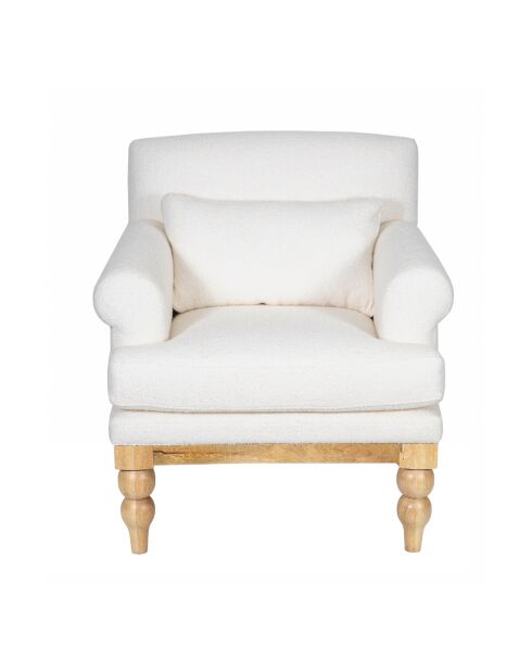 Fauteuil tissu bouclette blanc Teddy beige - 94 x 84 x 93 cm