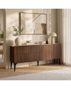 Consola Aethel Travertine/Nile Walnut - 180x80x40 cm