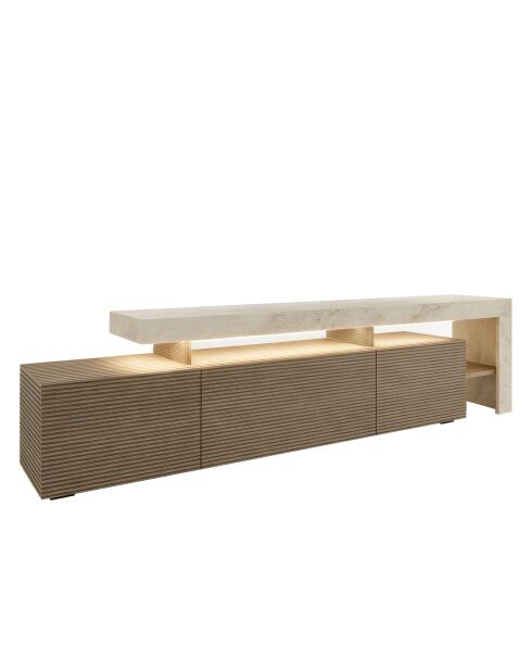 Mueble TV Beliz travertin/roble cálido - 192x53x37 cm