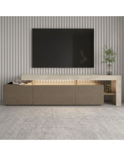 Mueble TV Beliz travertin/roble cálido - 192x53x37 cm
