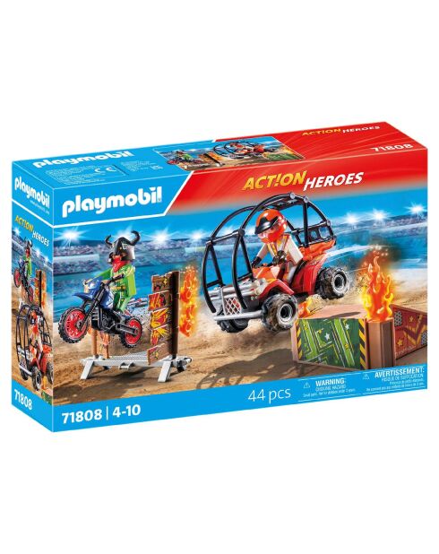 Duo de cascadeurs avec quad et moto Action Heroes multicolores 4 ans +