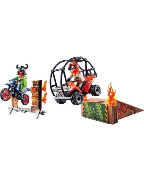 Duo de cascadeurs avec quad et moto Action Heroes multicolores 4 ans +
