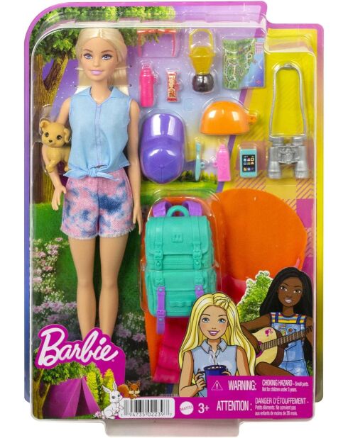 Bambola Barbie multicolore Malibu Camping 3 anni +