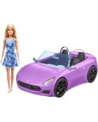 La bambola Barbie e la sua auto convertibile multicolore 3 anni +
