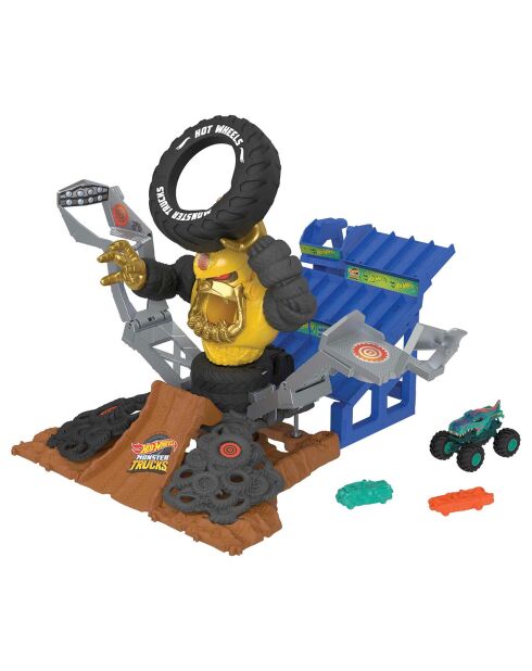 Monster Trucks Arena Smashers Combat Mega-Wrex vs Gorzilla Coffret avec véhicule Mega-Wrex inclus 2 Voitures multicolores 4 ans +