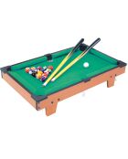 Mesa de billar de madera Incluye: bolas y tacos de billar multicolores, 52 x 33 x 6 cm, a partir de 6 años