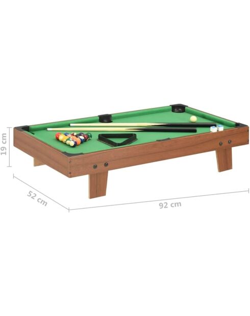 Mesa de billar de madera Incluye: bolas y tacos de billar multicolores, 52 x 33 x 6 cm, a partir de 6 años