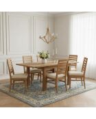 Grande tavolo da pranzo quadrato allungato in legno massello di Acacia Gordon marrone - 130 x 130 x 78 cm