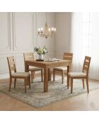 Grande tavolo da pranzo quadrato allungato in legno massello di Acacia Gordon marrone - 130 x 130 x 78 cm