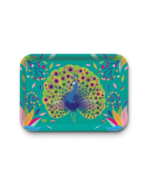 Plateau rectangulaire kraft L mat paon paon pidou multicolore - 30 x 40 cm