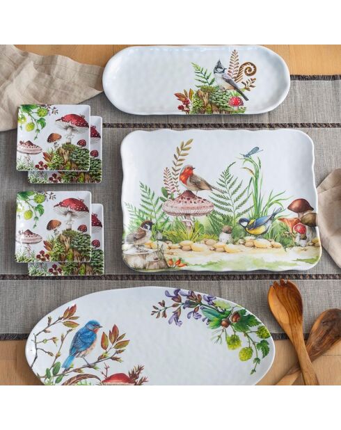 Plat long en mélamine moss & oak multicolore - 16 x 40 cm