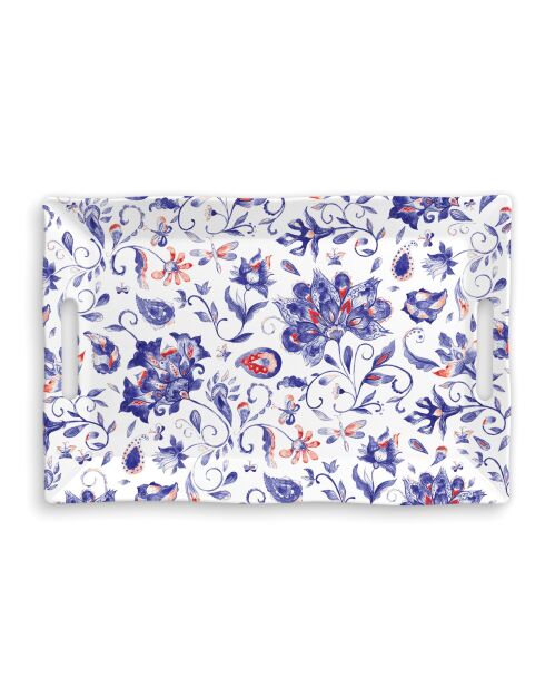 Plateau rectangulaire mélamine grand modèle paisley & plaid multicolore - 29 x 45 cm