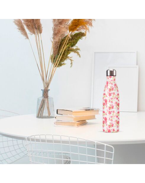 Veelkleurige geïsoleerde fles met aquarelrozen - 500 ml