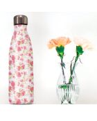Veelkleurige geïsoleerde fles met aquarelrozen - 500 ml