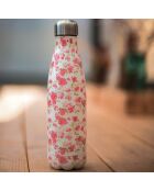 Veelkleurige geïsoleerde fles met aquarelrozen - 500 ml
