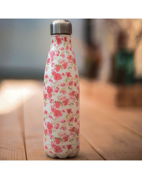 Veelkleurige geïsoleerde fles met aquarelrozen - 500 ml