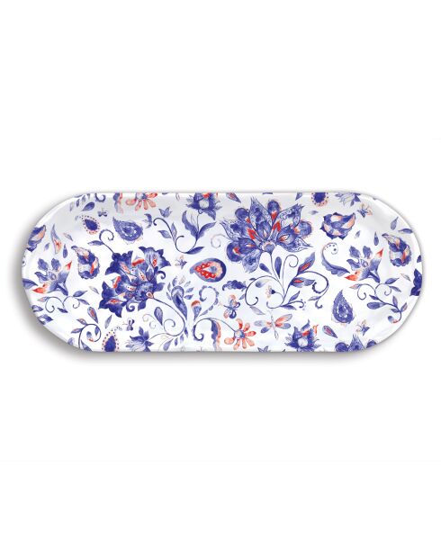 Plat long en mélamine paisley & plaid multicolore - 16 x 40 cm