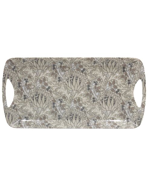 Plateau long rectangulaire en mélamine William Morris (Artichoke) gris - 16 x 38 cm