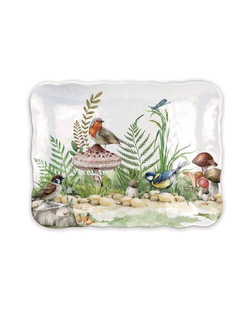 Plat rectangulaire en mélamine moss & oak multicolore - 30 x 40 cm