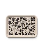 Plateau rectangulaire kraft L La vie est belle noir - 30 x 40 cm