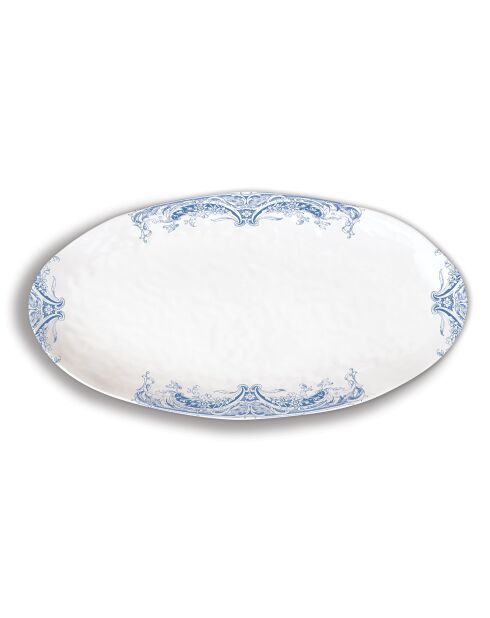 Plat ovale en mélamine antique scroll blanc - 25,5 x 48 cm