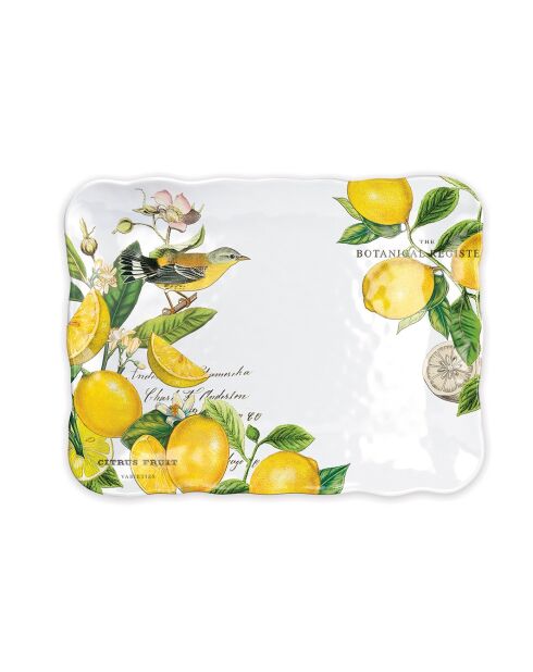 Plat rectangulaire en mélamine lemon basil multicolore - 30 x 40 cm