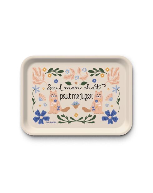 Plateau rectangulaire kraft L Seul mon chat peut me juger multicolore - 30 x 40 cm