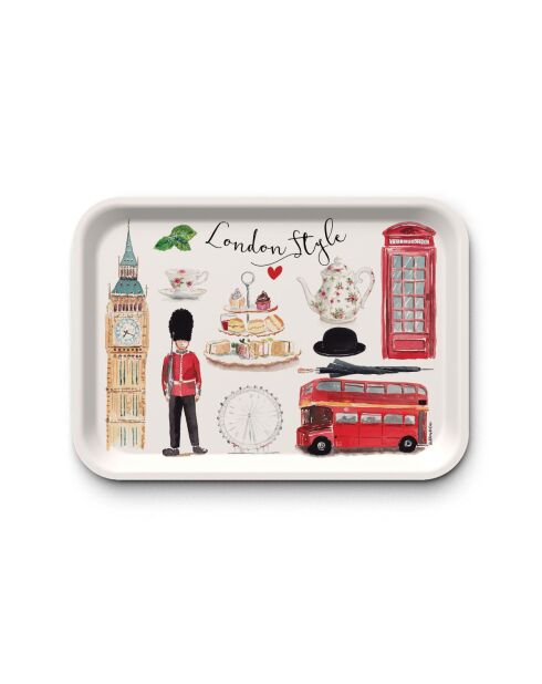 Plateau rectangulaire kraft London style multicolore - 42x30 cm