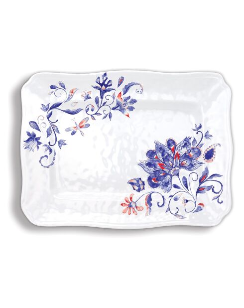 Plat rectangulaire creux en mélamine Paisley & Plaid multicolore - 32,5 x 43 cm