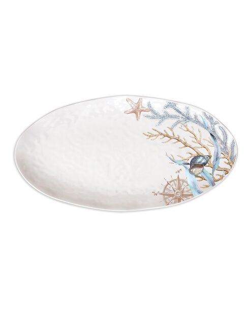 Plat ovale en mélamine ocean tide multicolore - 25,5 x 48 cm