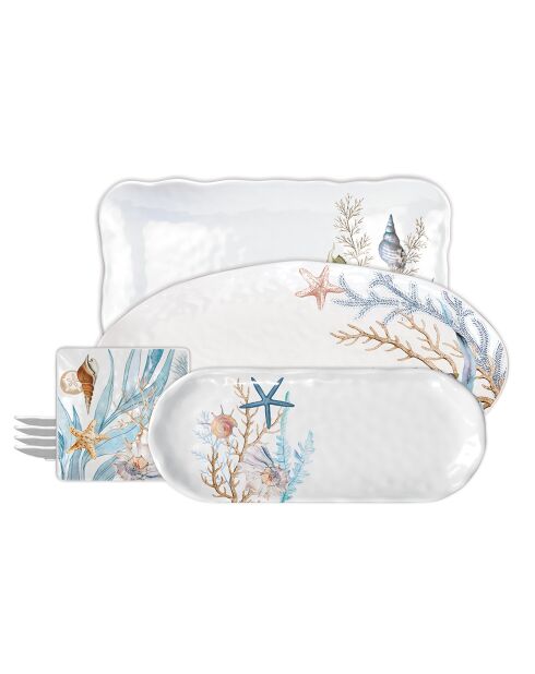 Plat ovale en mélamine ocean tide multicolore - 25,5 x 48 cm