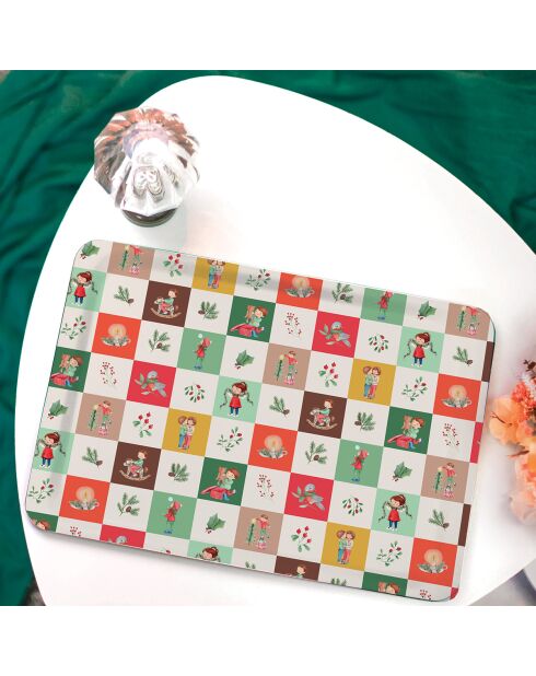 Vassoio rettangolare in kraft opaco - Belle nuit de Noël (dam) - multicolore - 42x30 cm