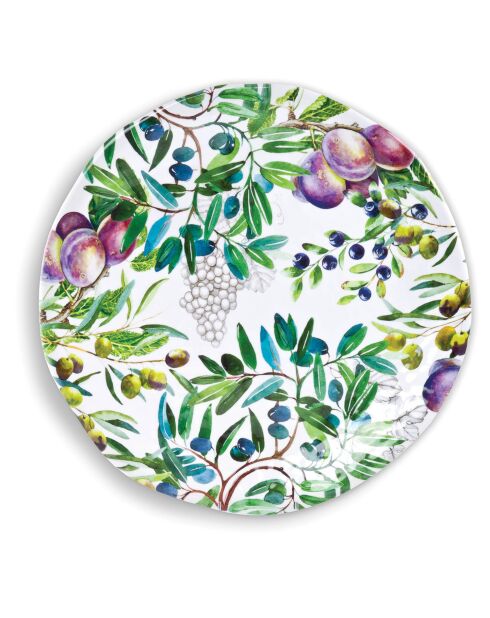 Grand Plat rond en mélamine tuscan grove multicolore - 45 x 5 cm