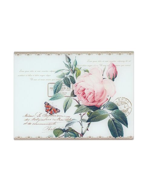Planche à découper en verre redoute rose multicolore - 40 x 30 cm